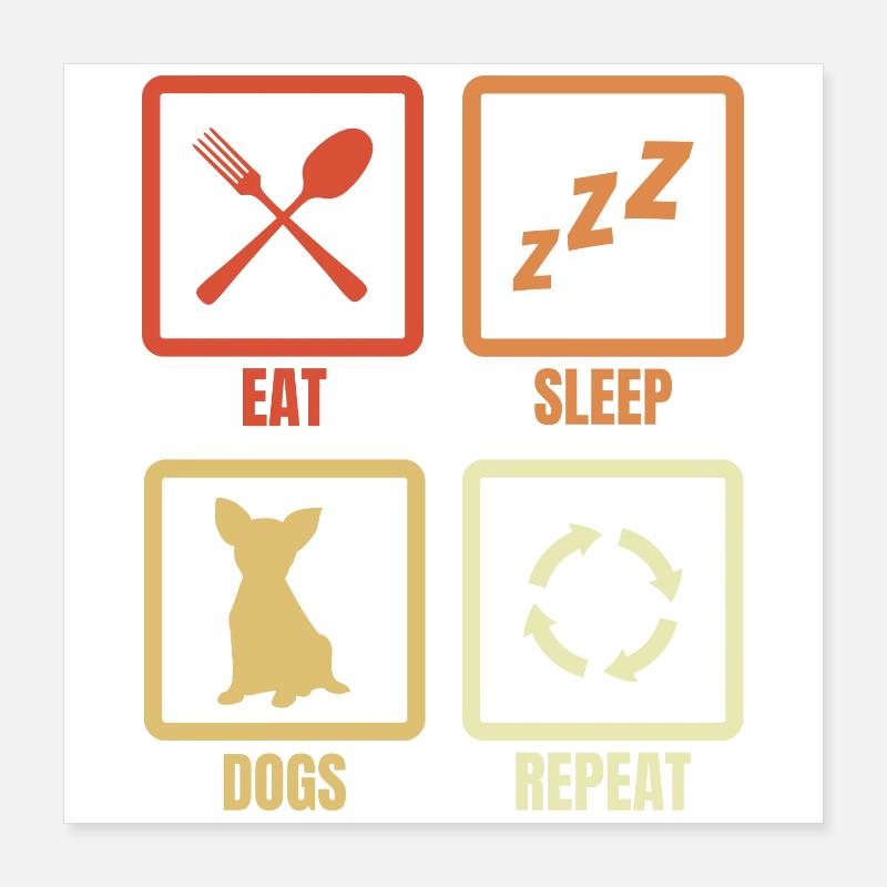 Routine quotidienne pour les propriétaires de chiens Poster 40 x 40 cm