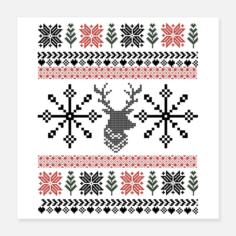 Retro Weihnachten Pixel Muster Poster 40x40 cm