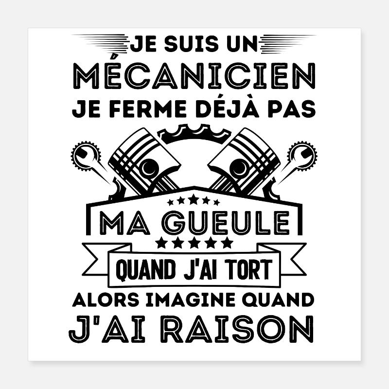Humour mécanicien mécano 2 Poster 40 x 40 cm