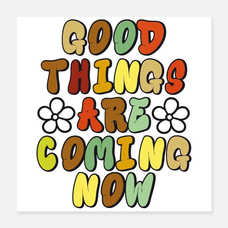 Good Things - Optimistisches Retro-Design Poster 40x40 cm