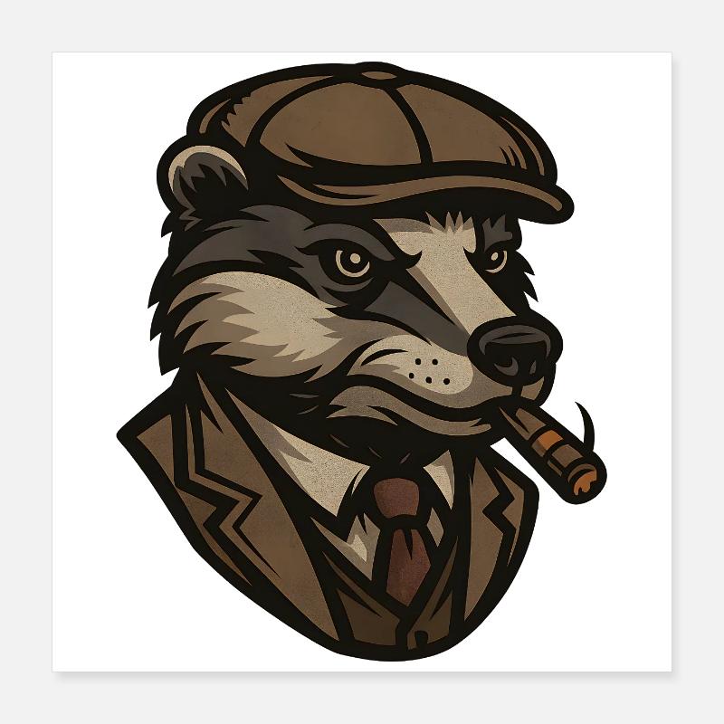 Badger Mafioso Gangster mit Zigarre Poster 40x40 cm