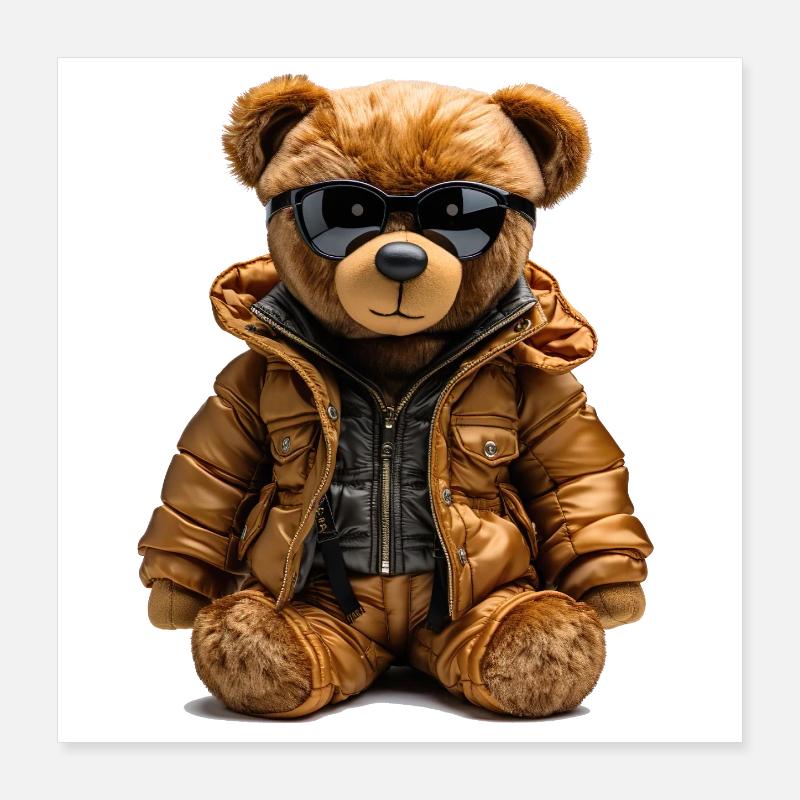 Cooler Bär im Parka Poster 40x40 cm