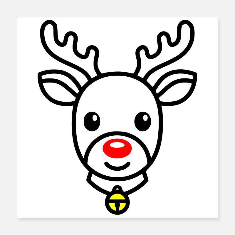 Renne mignon | Rudolph pour Noël Poster 40 x 40 cm