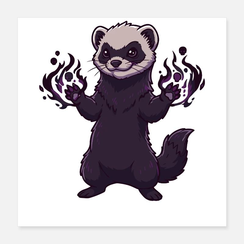 Petit panda avec une aura de feu Poster 40 x 40 cm
