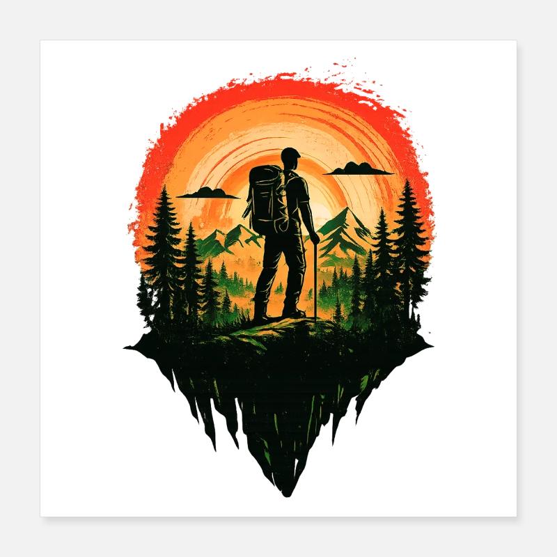 Rotes Schlafenszeit-Wanderabenteuer Poster 40x40 cm