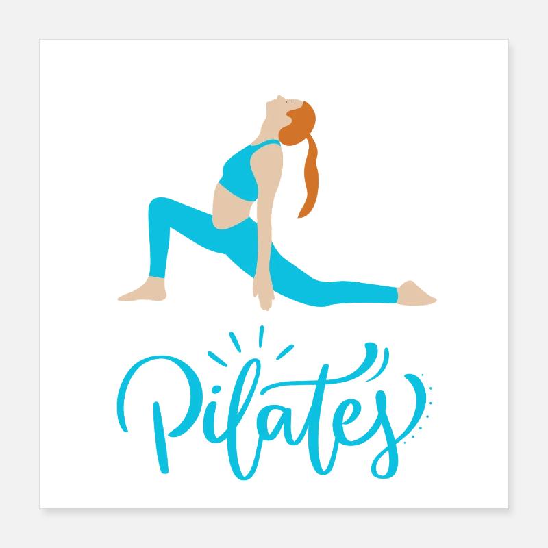 Pilates in Motion Blue Silhouette Poster 16" x 16" (40x40 cm)