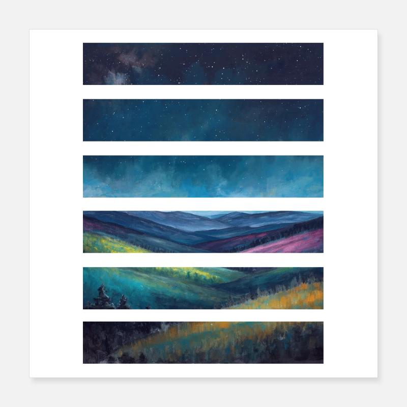Night Landscapes Layers Poster 16" x 16" (40x40 cm)