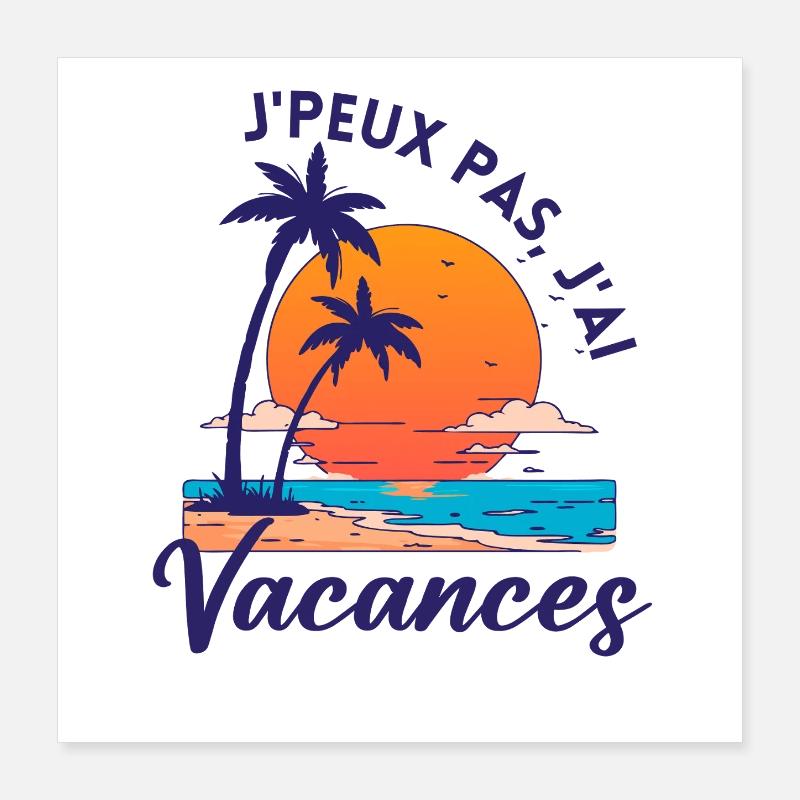 Vacances Palm Sunset Graphique Poster 40 x 40 cm