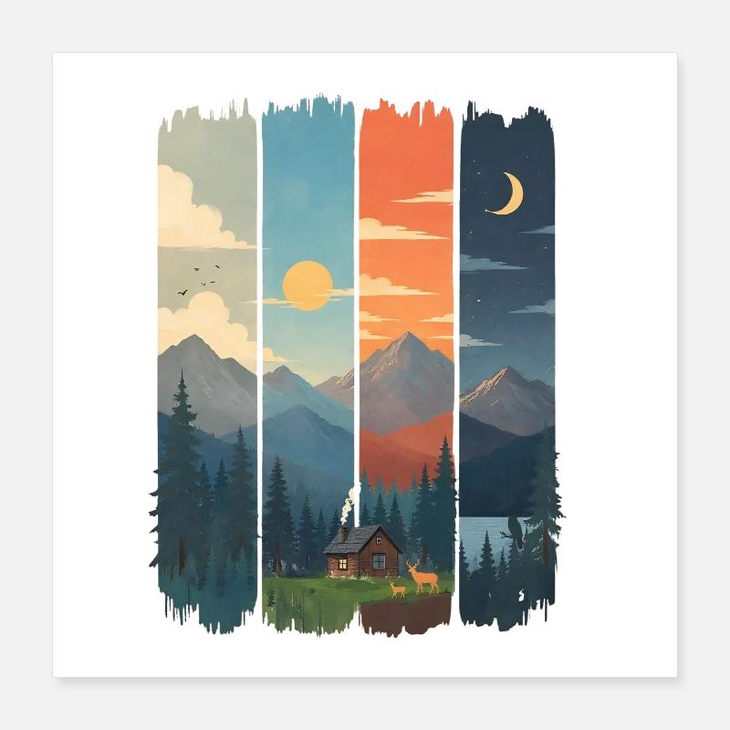 Horizonte in vier Gebirgstafeln Poster 40x40 cm