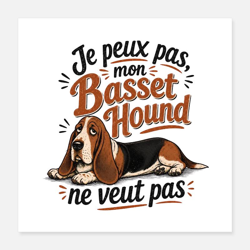 Basset Hound Décontracté Poster 40 x 40 cm