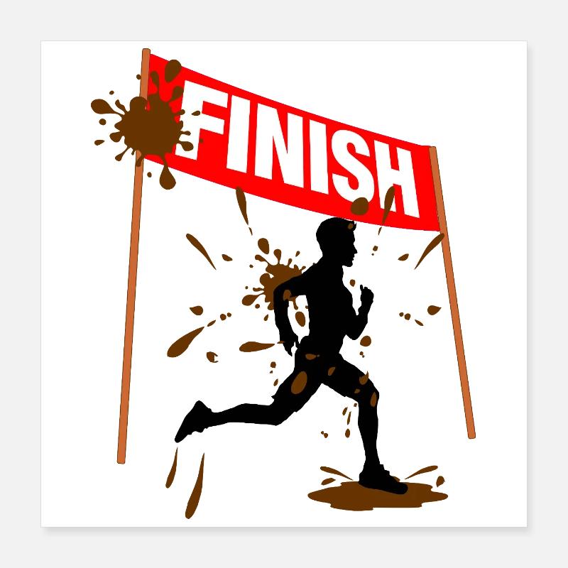 Finisher Course de Boue Hommes Poster 40 x 40 cm