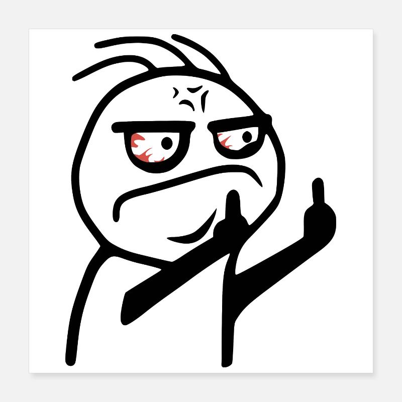 Mittelfinger Meme Fick dich Strichmännchen Poster 40x40 cm