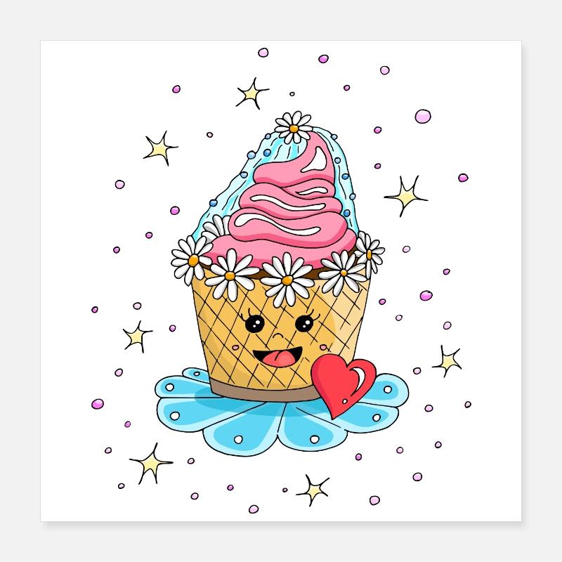 Cupcake Muffin Kuchen als Braut Poster 40x40 cm