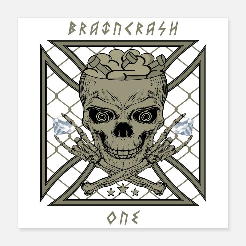 Gehirn Crash eins Poster 40x40 cm