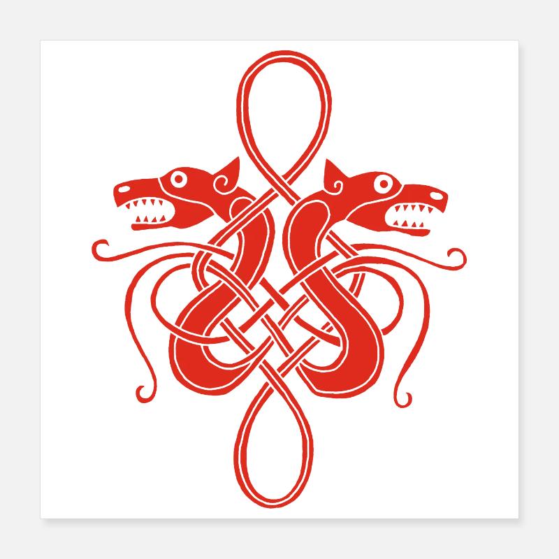 Rote Wikinger-Hydra Poster 40x40 cm