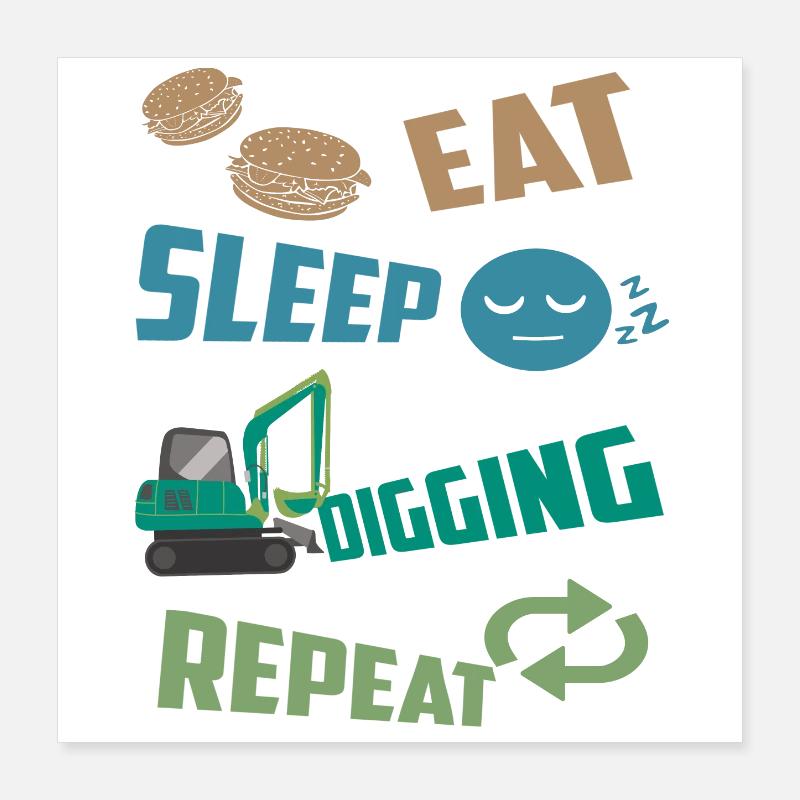 Excavator driver Poster 16" x 16" (40x40 cm)