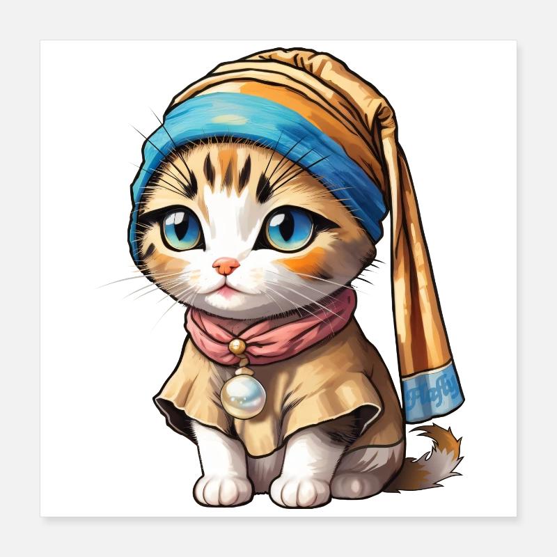 Kitten with pearl Poster 16" x 16" (40x40 cm)