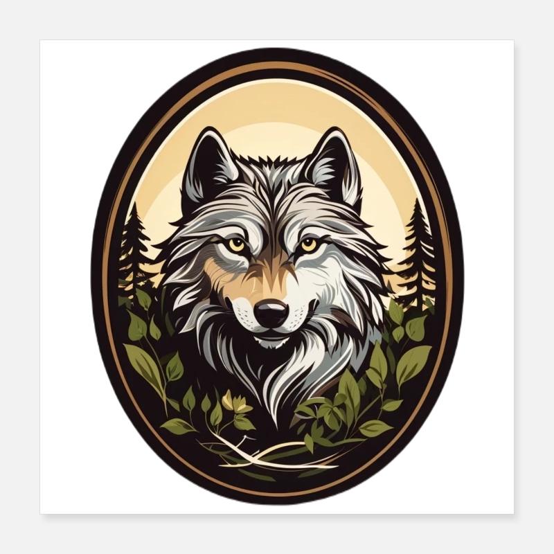 Waldbewohner Wolf Poster 40x40 cm