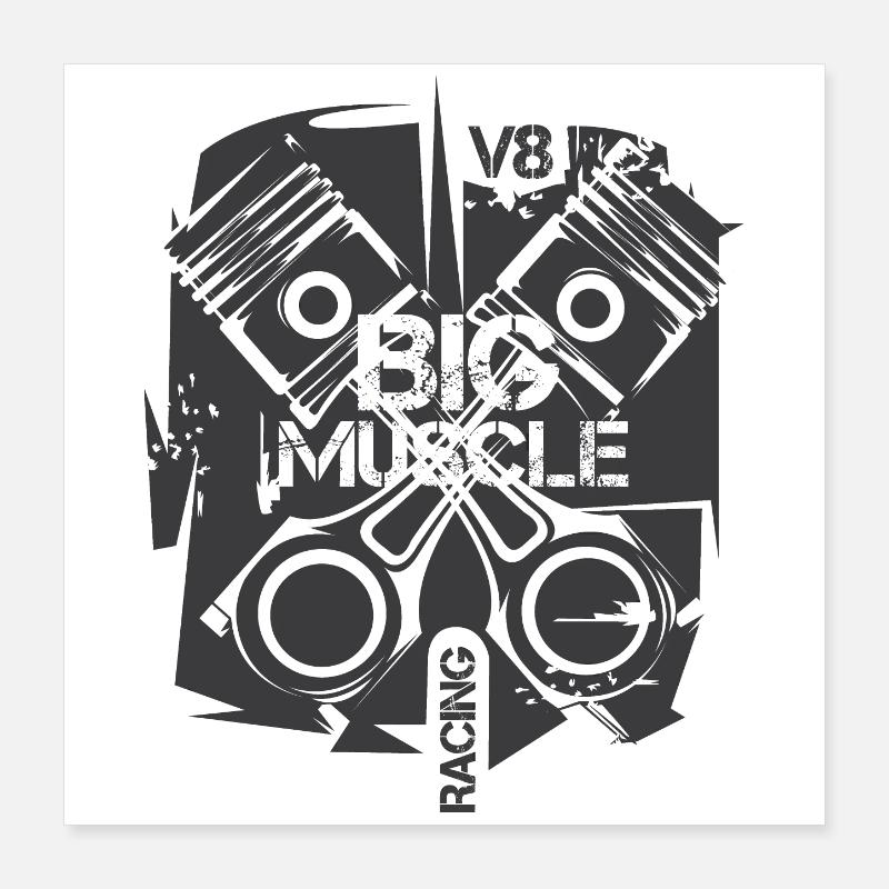 v8 pattern abstract car musclecars piston engine Poster 16" x 16" (40x40 cm)