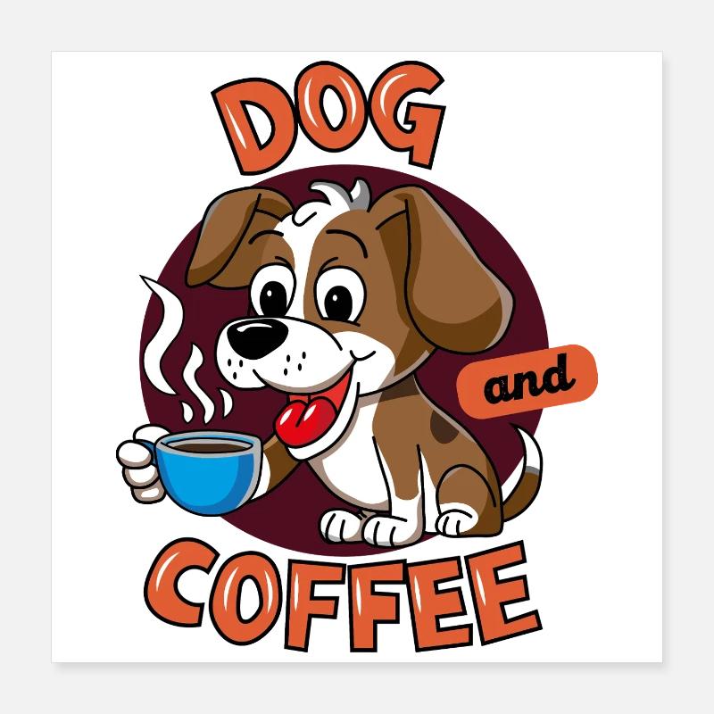 chien et café Poster 40 x 40 cm