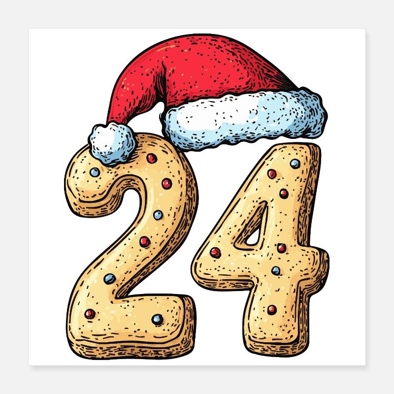 Biscuit de Noël à 24 chiffres Poster 40 x 40 cm