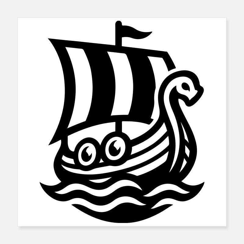 Bateau Dragon Viking Poster 40 x 40 cm