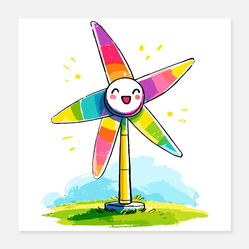Sourire de moulin à vent arc-en-ciel Poster 40 x 40 cm
