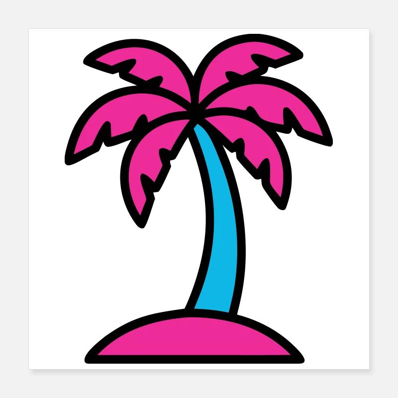 Neon Palme 90er Vaporwave Poster 40x40 cm