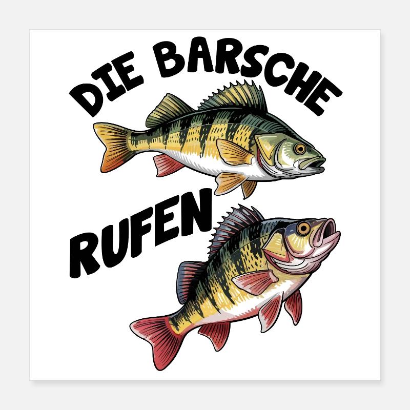 Barsch Angeln Poster 40x40 cm