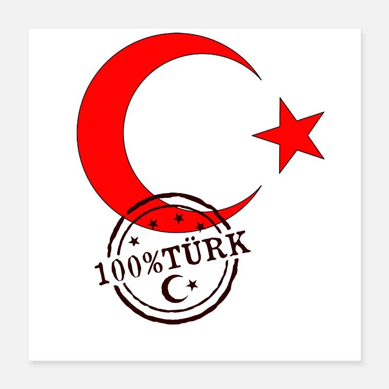 Drapeau turc 100% Türk Poster 40 x 40 cm