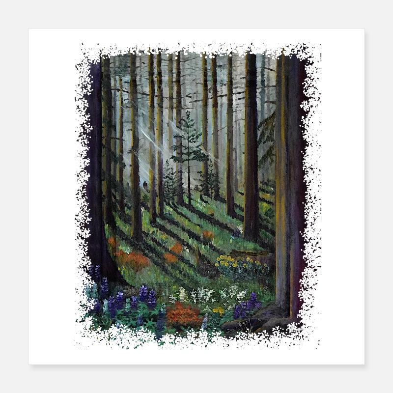 Sunlit Forest with Shadowed Glade Poster 16" x 16" (40x40 cm)