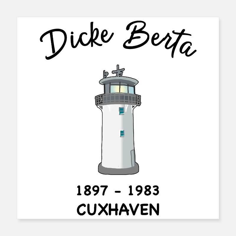 phare Dicke Berta, Cuxhaven, port Poster 40 x 40 cm