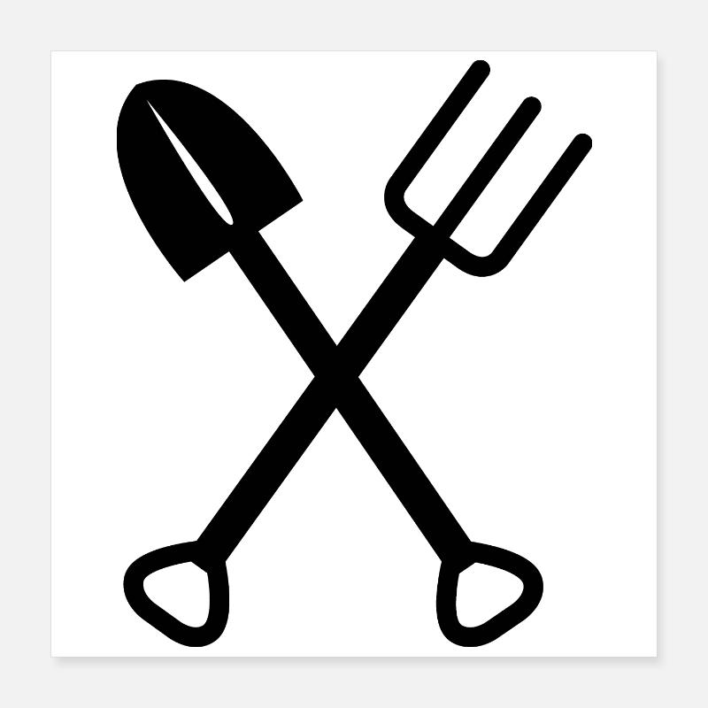 Spade Rake Rake Symbol Symbole de jardin Outils Poster 40 x 40 cm