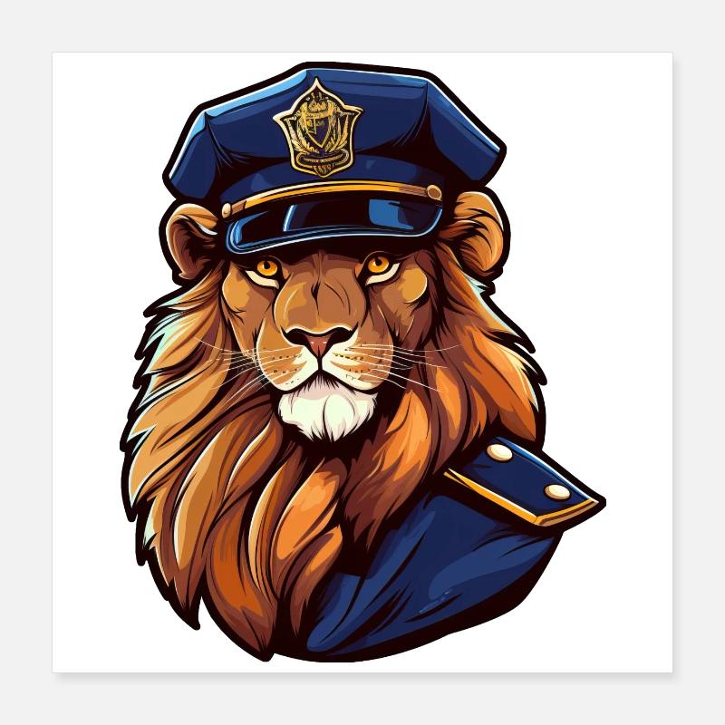 Polizei Löwin Poster 40x40 cm