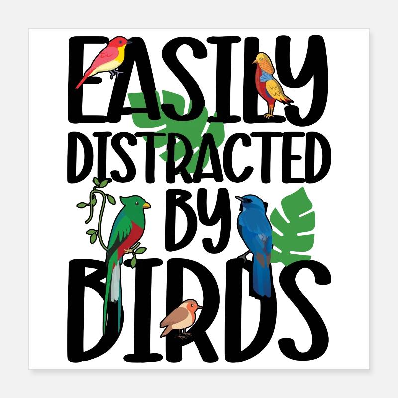 Easily Distracted by Birds Poster 16" x 16" (40x40 cm)