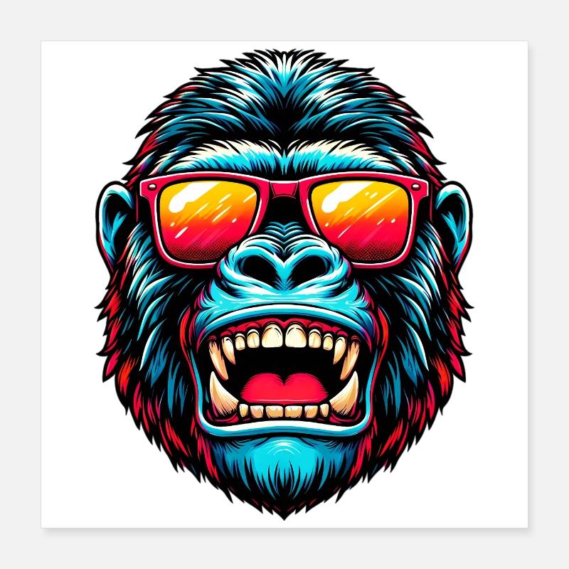 Gorilles avec lunettes de soleil Poster 40 x 40 cm