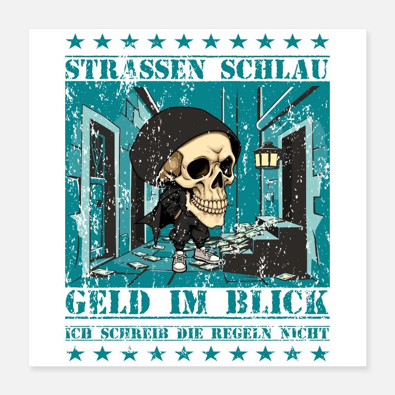 Crâne de rue Poster 40 x 40 cm