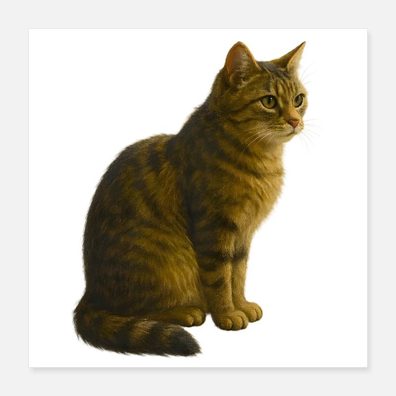 Seated, tabby cat Poster 16" x 16" (40x40 cm)