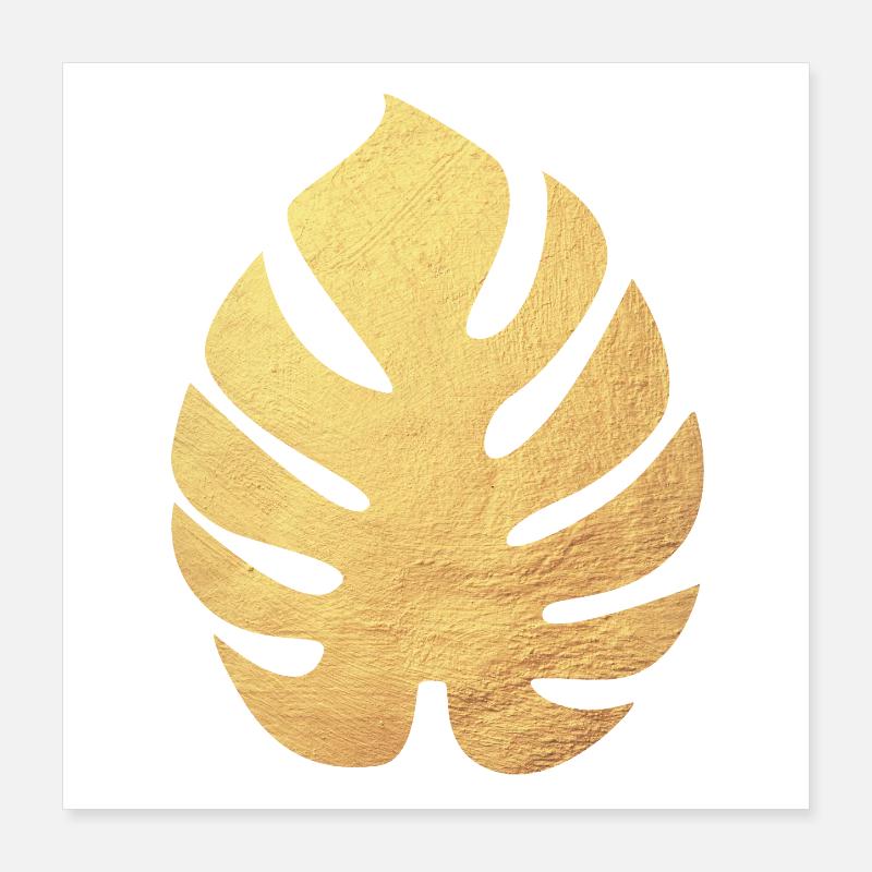 Philodendron Leaf Gold Botany Nature Flora Organic Poster 16" x 16" (40x40 cm)