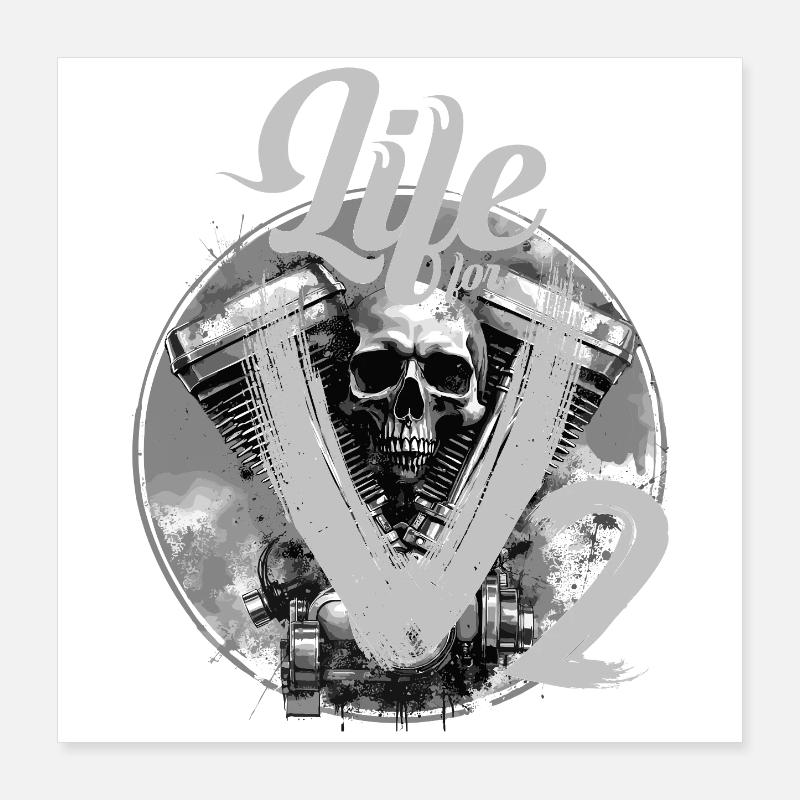 Conception du crâne de moto V-Twin Poster 40 x 40 cm