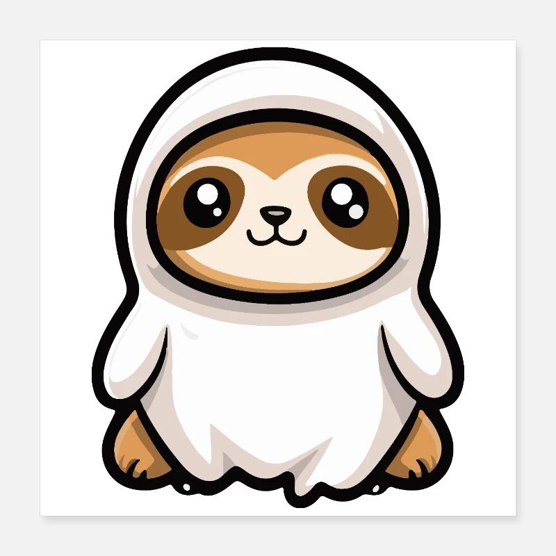 Faultier Halloween Geist Poster 40x40 cm