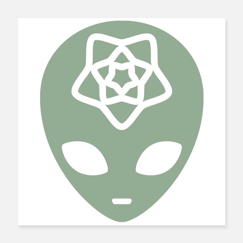Geometric Alien Mind Poster 40 x 40 cm
