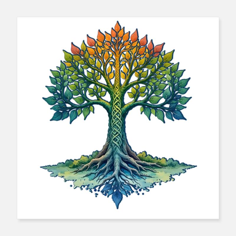 Regenbogenbaum des Lebens Poster 40x40 cm