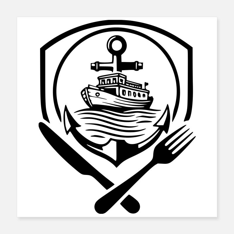 Logo batelier pour restaurant Poster 40 x 40 cm