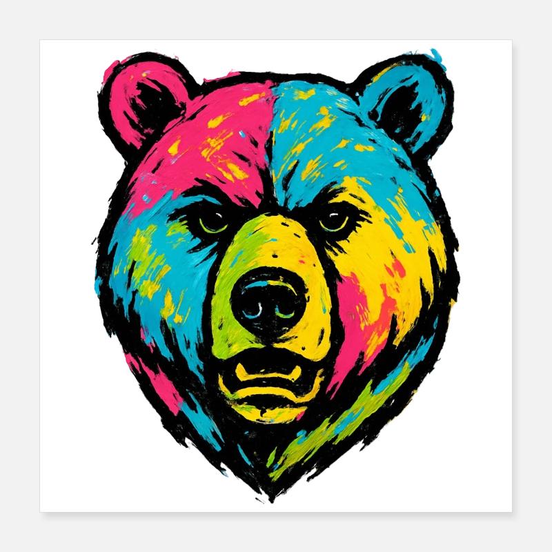Ours mal léché Pop Art Poster 40 x 40 cm