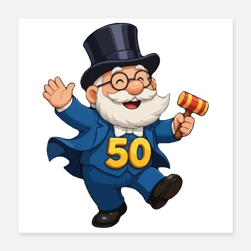 Abrahams 50. Geburtstag Poster 40x40 cm