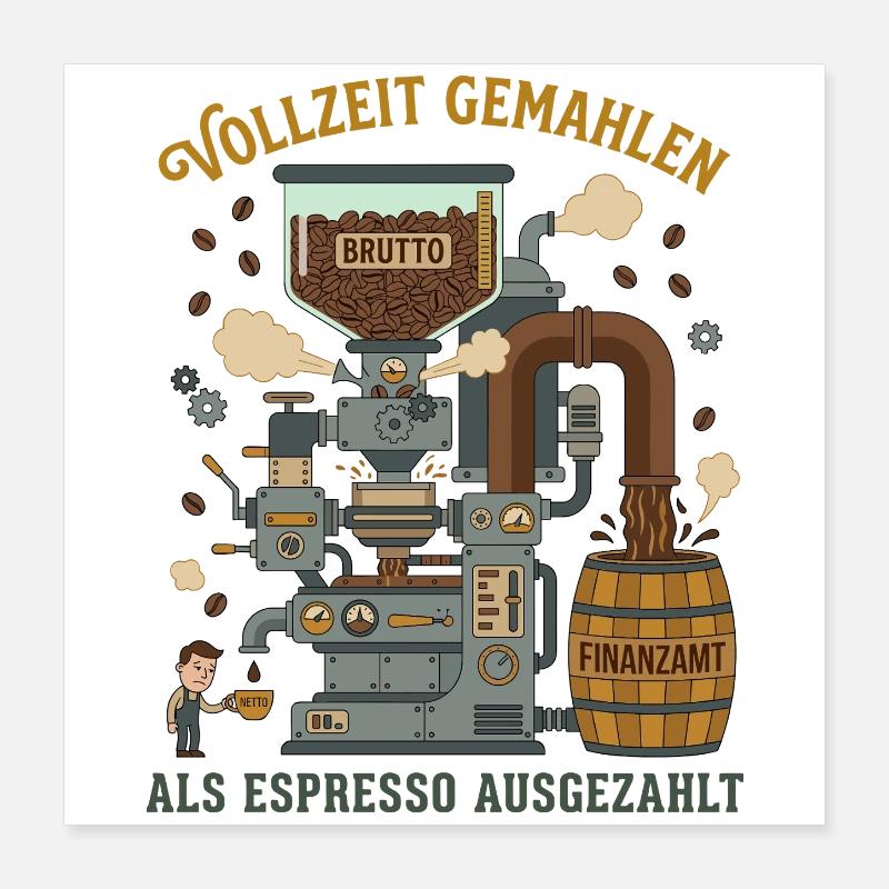 Meulée à plein temps payée sous forme d’espresso Poster 40 x 40 cm