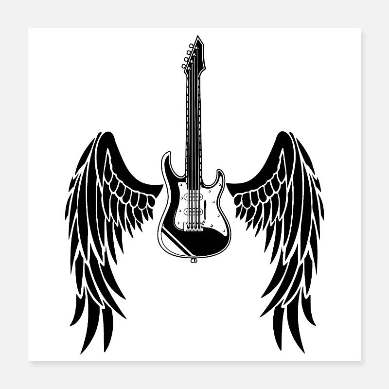Black Winged Guitar Poster 40x40 cm