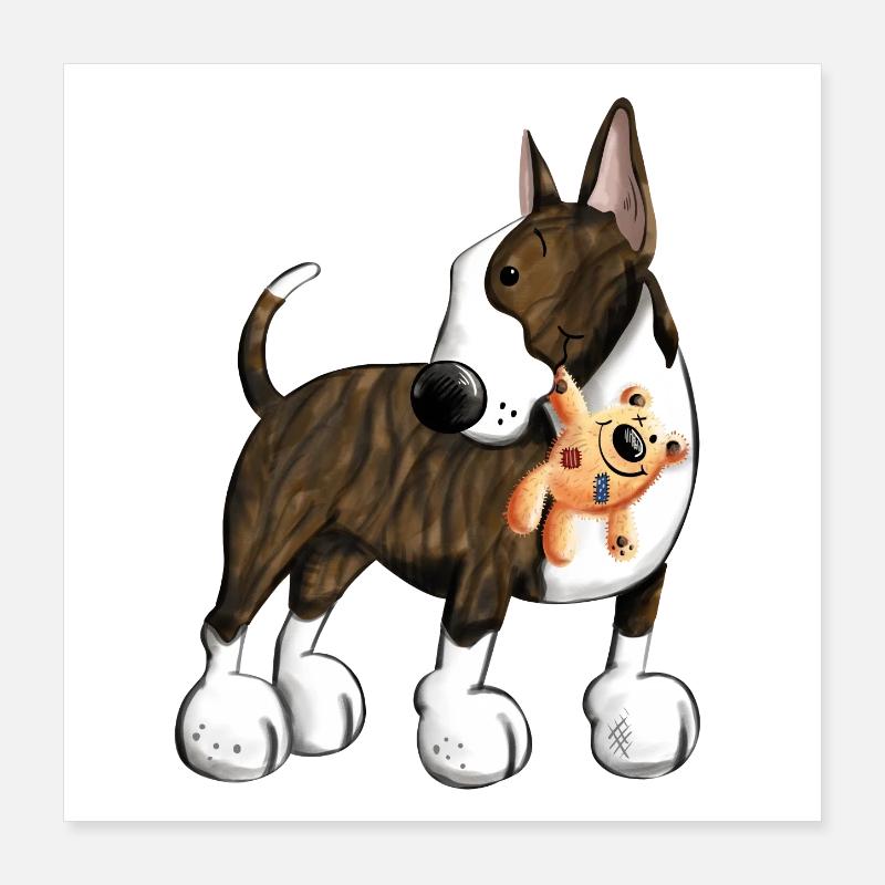 Bullterrier mit Teddy Poster 40x40 cm