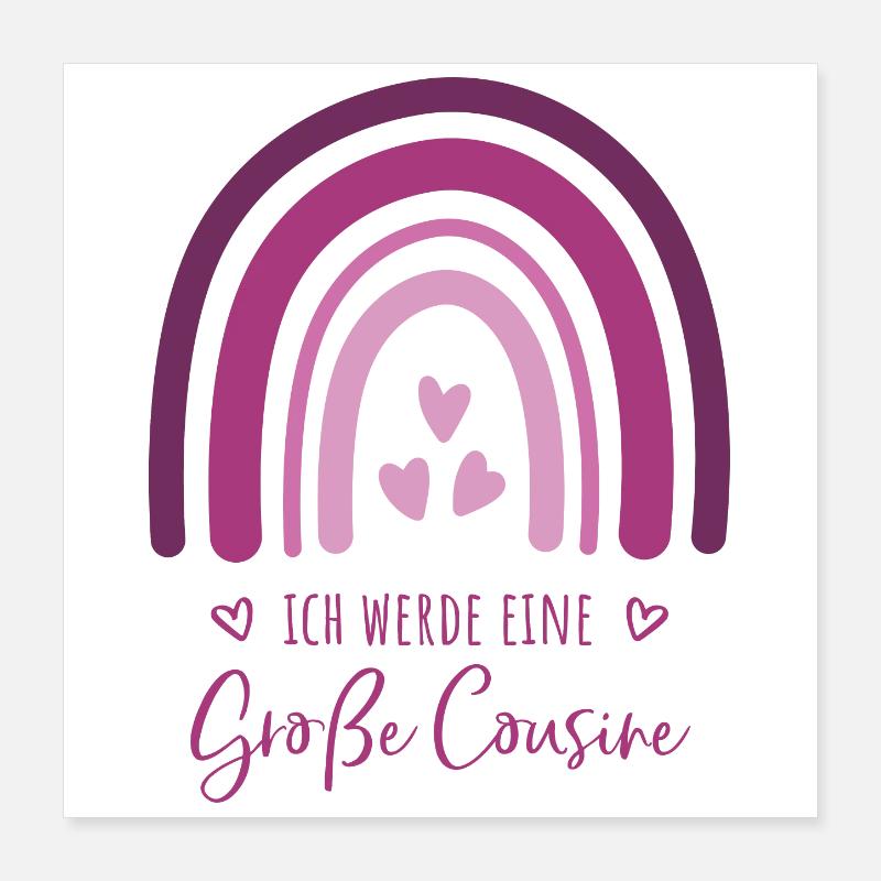 Ich werde eine große Cousine Boho Regenbogen Poster 40x40 cm